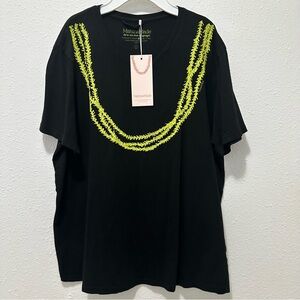 Mahina Black Top with Bright Yellow Design